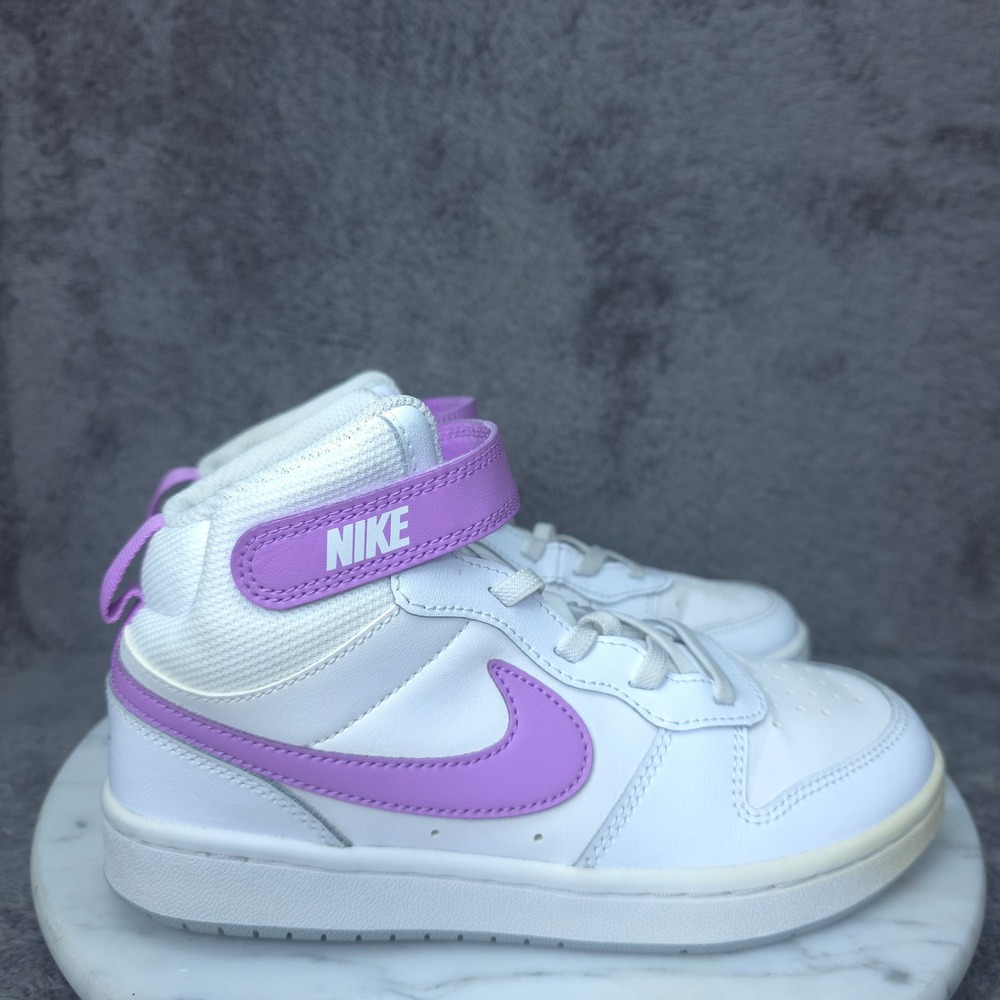 Nike Court Borough Mid 2 Shoes Kids Size 2Y White Lilac Purple CD7783-103